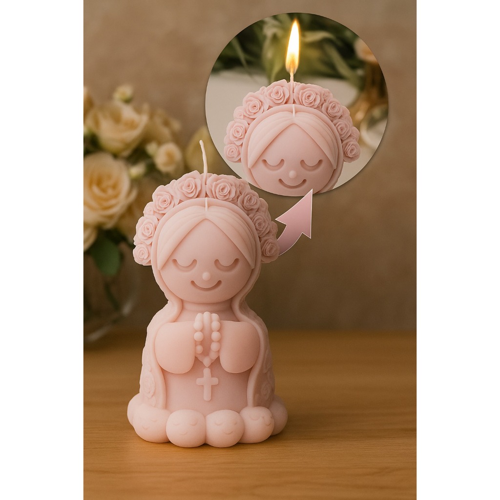 Vela Religiosa Artesanal – Lembrancinha para Batizado, Casamento, Aniversário e Primeira Comunhão
