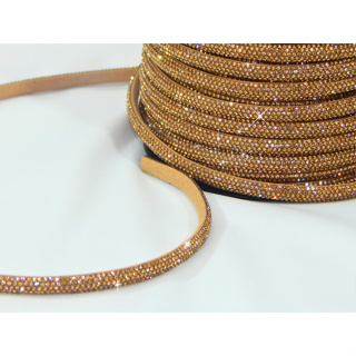 Tira Meia Cana Tira de Strass 6mm Dourado Premium - 1 a 4 metros. em Oferta na Shopee