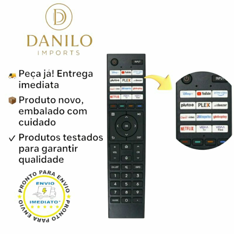 Controle Remoto compatível Para Smart TV Semp Toshiba LE-7362 50C350LS, 55C350LS, 65C350LS e 75C350LS 55c350ls Tb011.