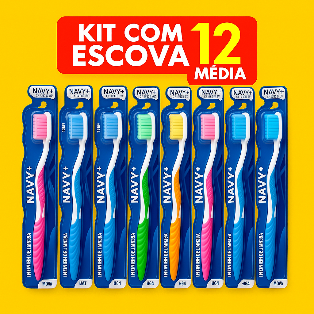 Kit Pacote Com 12 Escovas Dental Média Adulto Com Capa Protetora e Limpador De Lingua em Oferta na Shopee