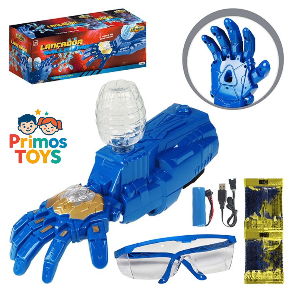 Mão Lança Bolas de Gel Automática – Arminha de Gel Brinquedo Interativo e Divertido - Lançador Ball Bomb