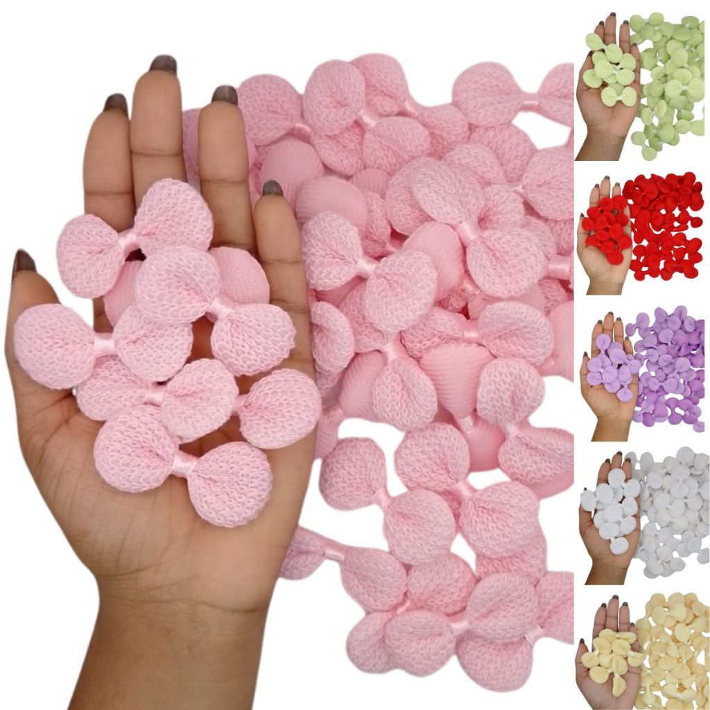 Lacinho de Croche para laço (5cm) kits com 50 unid. (Verifique as cores disponíveis) em Oferta na Shopee