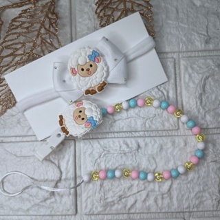 Kit Tiara Laço Cruzado + Prendedor Ovelhinha, raposa e Minie Personalizado – Meia de Seda Confortável em Oferta na Shopee