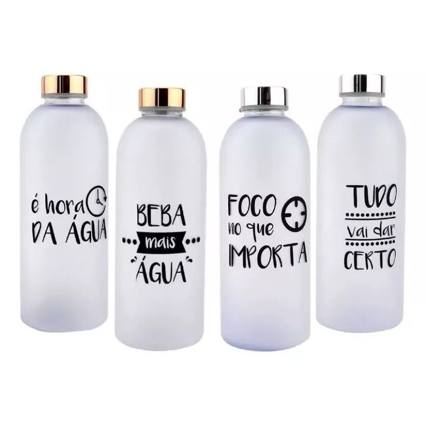 Garrafa / garrafinha de água de plástico com frase motivacional - 900ml de agua com alça e tampa de plastico squeeze