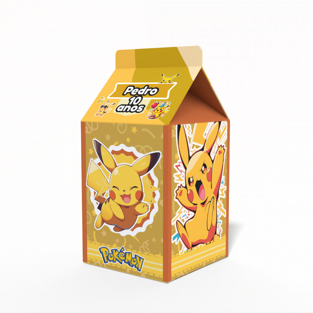 Caixinha Milk Pokémon Pikachu - para Festa Personalizada - Lembrancinha para Festa