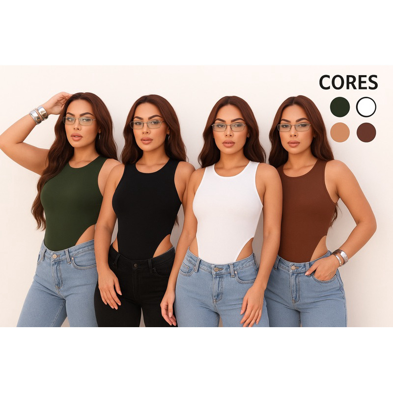 Body Cavado Collant Regata Cavadão Nas Laterais Feminino Moda Verão Bory Estilo Gringa Asa Delta