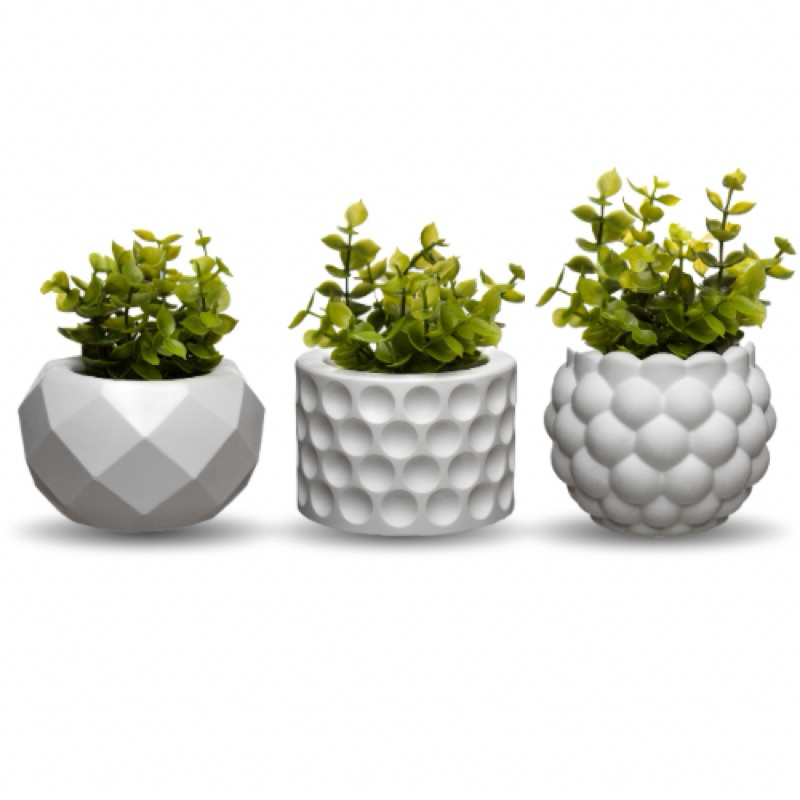 Trio de Vasos Decorativos Minimalistas com Plantas Artificiais – Charme para Sala, Escritório Lavabo em Oferta na Shopee