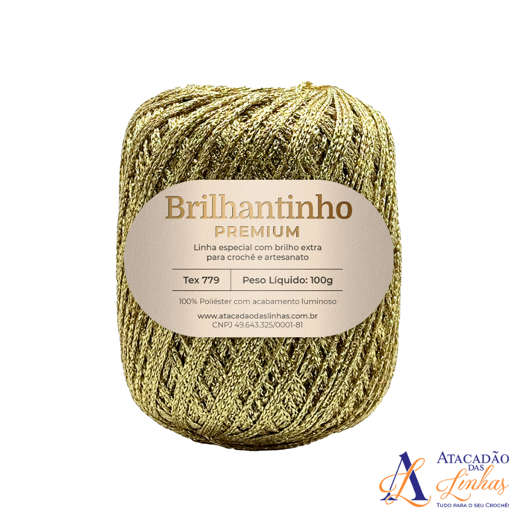 OFERTA DE LANÇAMENTO - Brilhantinho Premium 100% Poliéster 100g - Fio 4 - Linha com Brilho Extra para Crochê