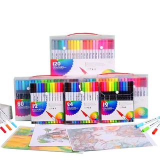 12/24/36/60/80/ Cores Canetas Coloridas Kit 2 em 1 Brush Lettering e Ponta Fina Dual Pen …