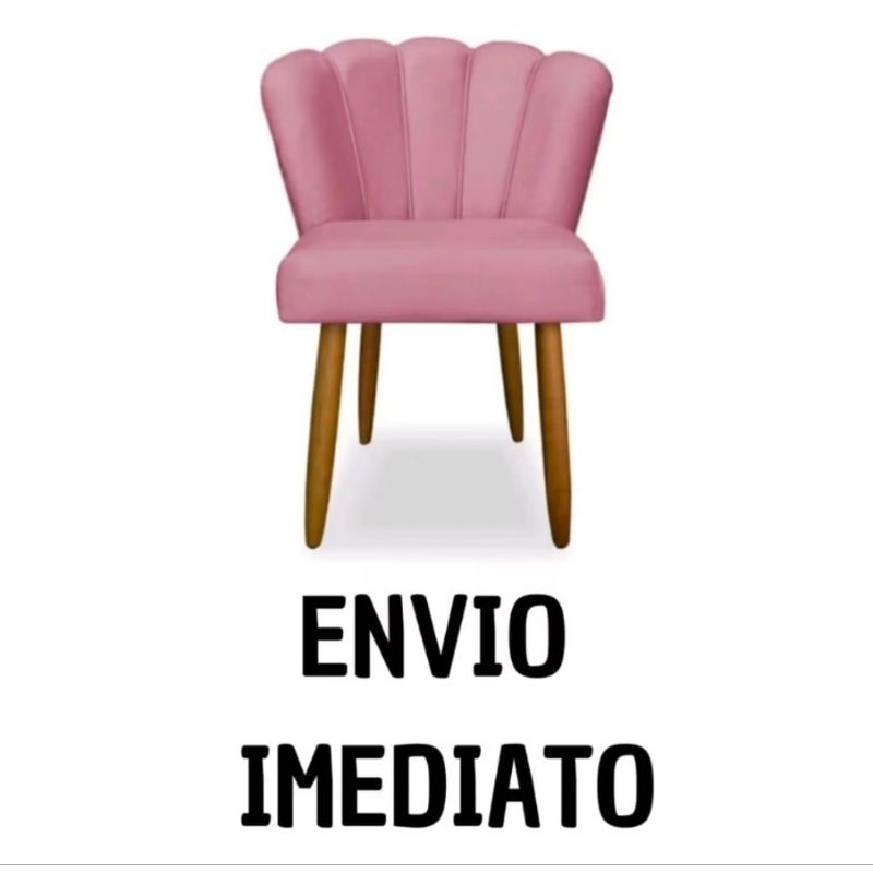Cadeira pétala decorativa veludo rosa
