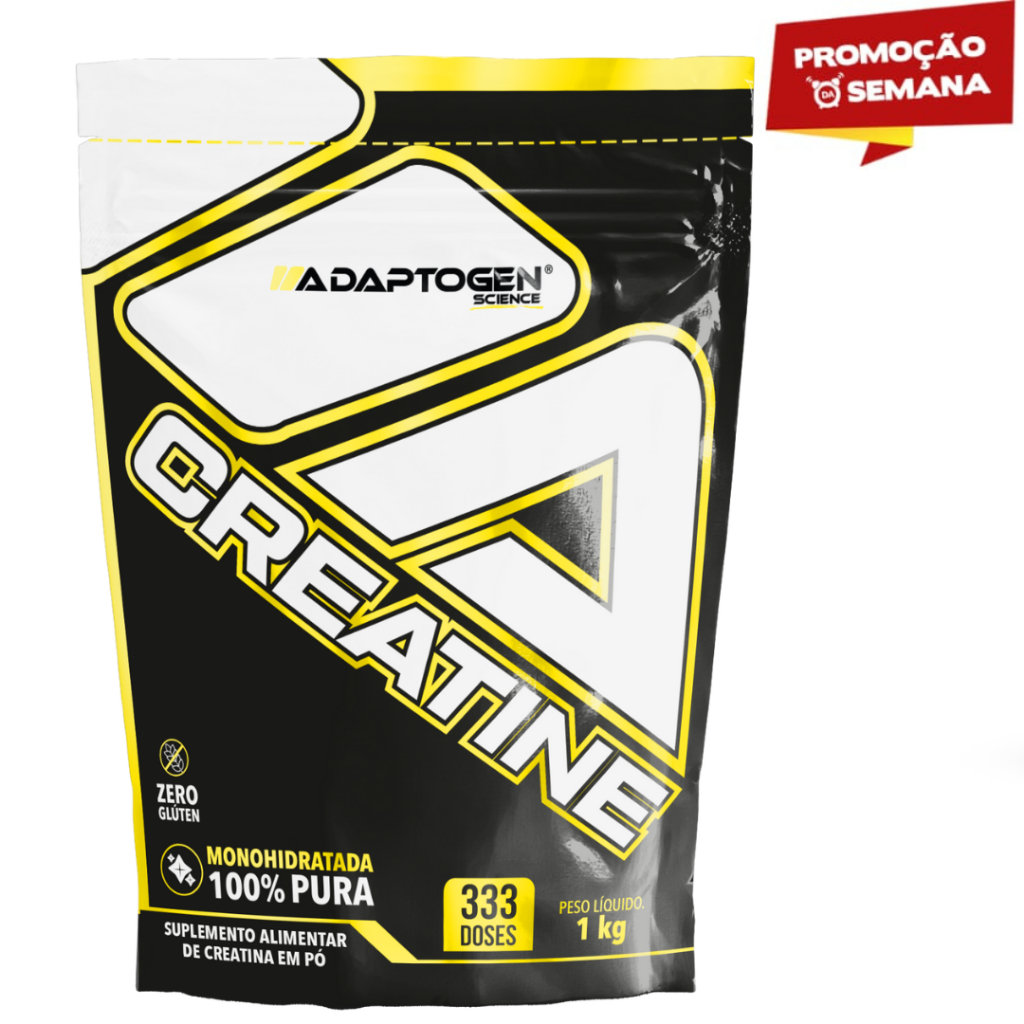 Creatine 100% Pure 1kg - Adaptogen / Creatina Pura Importada Sabor Sem Sabor EMBALAGEM ECONOMICA