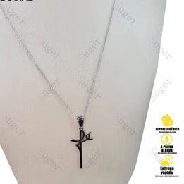 Colar Unissex Estilo Hip Hop de Aço Inoxidável com Pingente FE - Corrente Longa