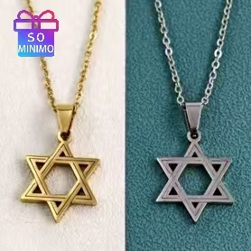 Colar Judaico Elegante Unissex com Estrela de Davi - Estilo Moderno em Aço Inoxidável