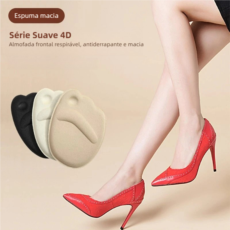 Saltos Altos Sem Dor! Palmilha Almofada Frente do Pé com Amortecimento, Lavável, Reutilizável, Alivia Dores nos Pés