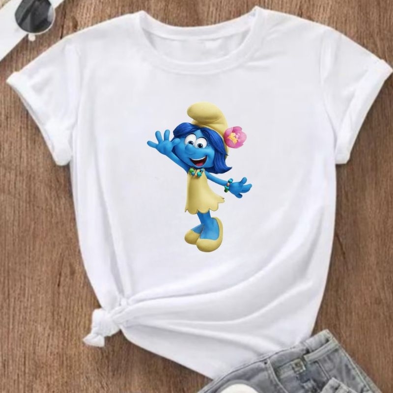 camiseta presente ideal the smurfs desenho animado kids modinha teen smurf flor personagem envio imediato alta qualidade