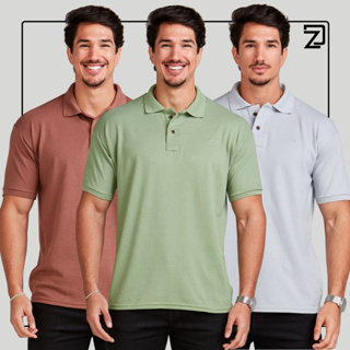 KIT 3 Camisas Polo Masculina Piquet em Oferta na Shopee