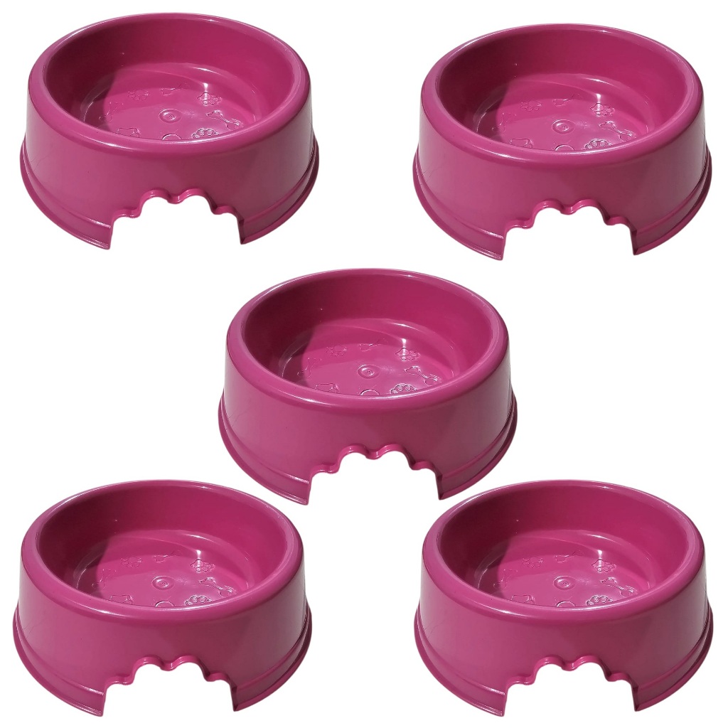 5 Comedouros Pote de Ração e Água Pequeno Para Cachorro e Gato 250ml (Rosa) em Oferta na Shopee