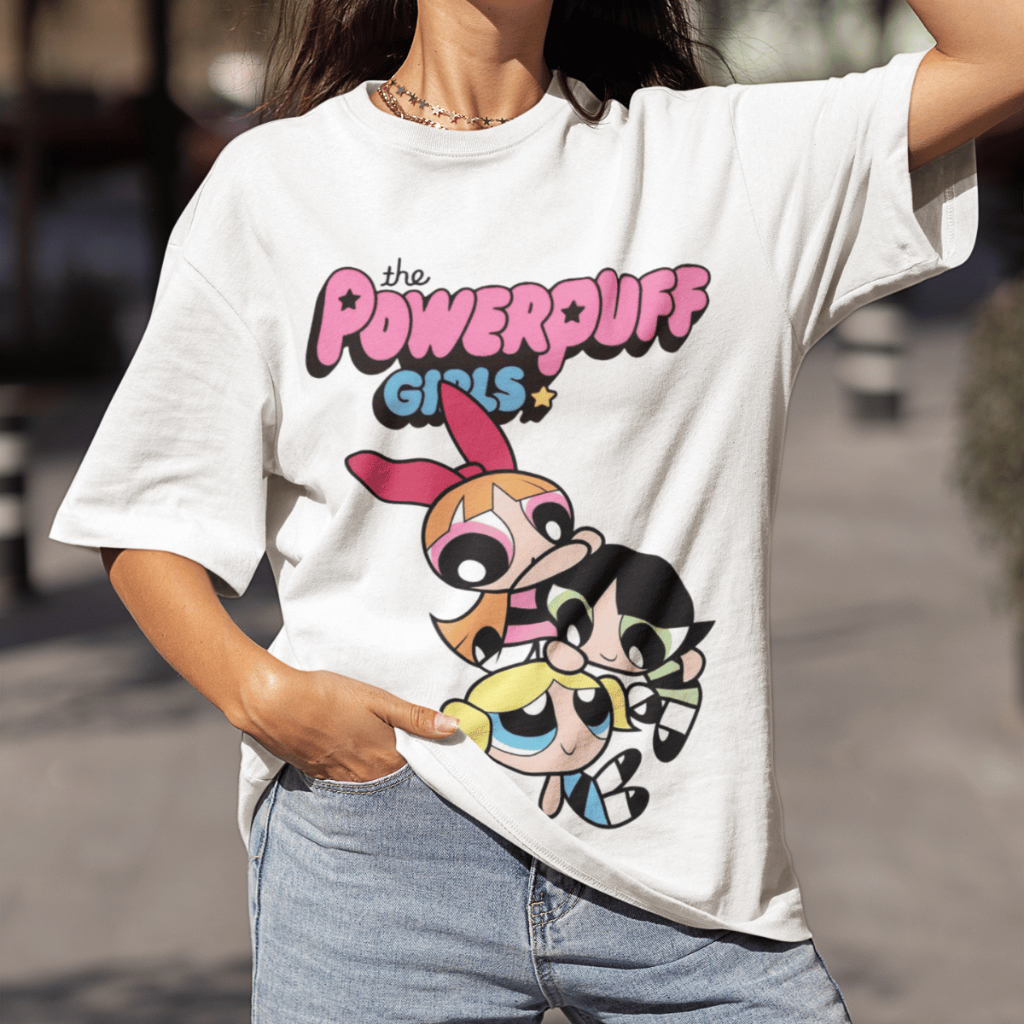 Camiseta Oversized Meninas Super Poderosas Tendência Moda Jovem Blusa 100% Algodão