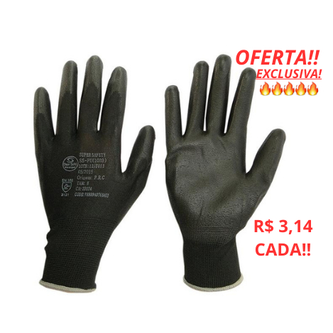Kit 12 Luva Tatil SS1003 Super Safety CA 32034 Multitato Banho Poliuretano Luva PU Mecânico Obras em Oferta na Shopee