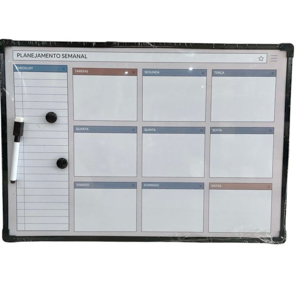 Lousa Magnética Quadro Planejamento Semanal 35x50cm Organização Imã Caneta Apagador