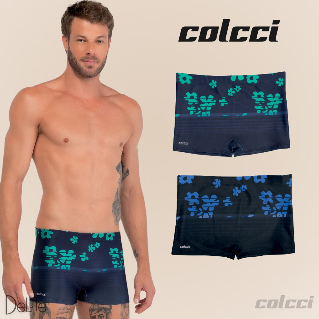 Sunga Boxer Colcci com Estampa Floral Forrada Cordao de Regulagem FPS 50 Moda Praia Verao Masculina
