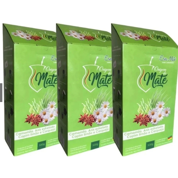 Kit 3 Ervas Camomila – Chimarrão Tradicional | Erva-Mate Natural Origem do Mate