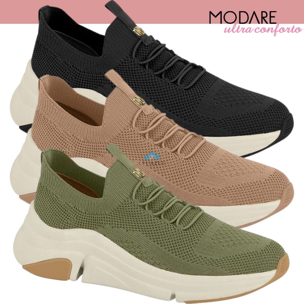Tênis Feminino Modare Knit Casual Esportivo UltraConforto Leve Confortável Moderno