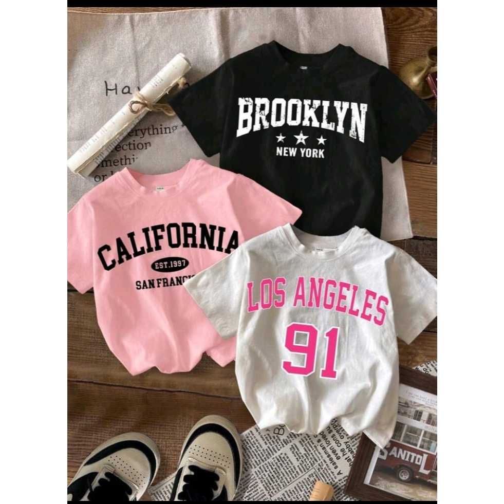 Kit 3 Blusa T-Shirt Camiseta Feminina Blusinha Camisa Brooklyn California Paris Verão Tendência