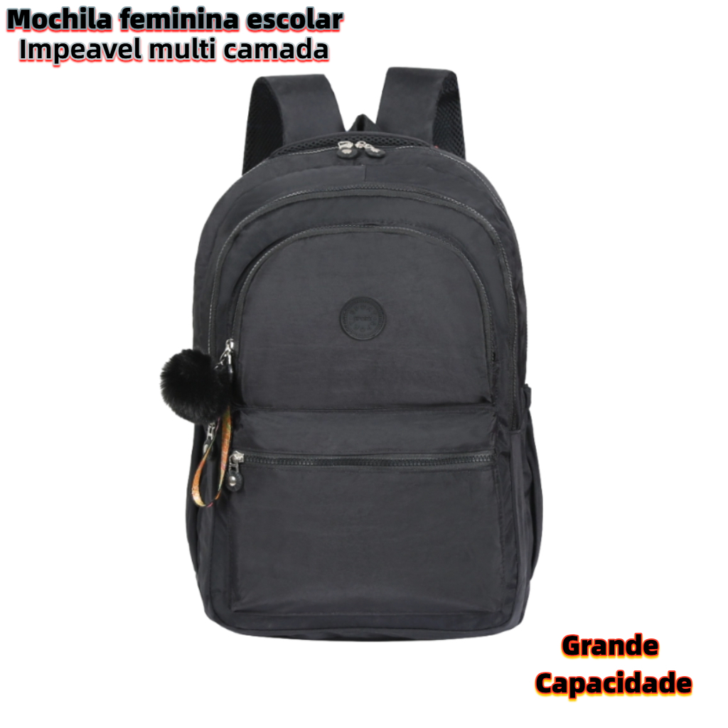 Mochila Feminina Escolar Impemeavel Multi Camada Casual Unissex Impermeavel Acompanha Chaveiro em Oferta na Shopee