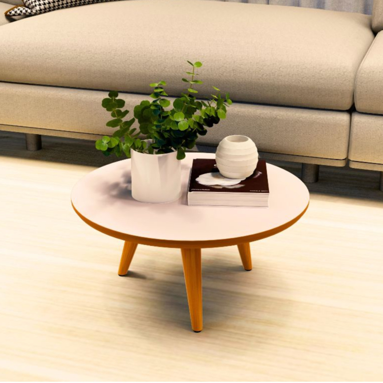 Mesinha De Centro E Lateral Apoio Para Sala Tripe Redonda Retro