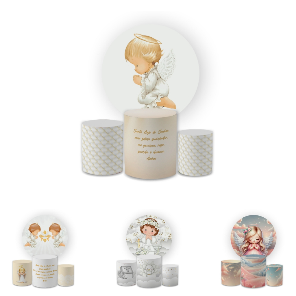 Kit Capas Festivas Para Painel e Cilindros Aniversario Decoração Lançamento Batizado Fé Anjo em Oferta na Shopee