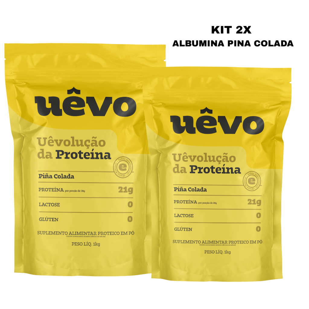 Kit 2 X Albumina Pura Natural e Sabores 420g - Naturovos e Uevô (80 % Proteína da Clara do Ovo Rica em BCAA)