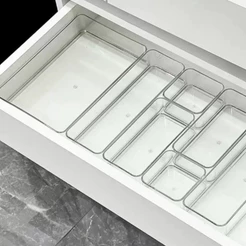 Kit 7 Organizadores Multiuso para Gavetas, Armários, Geladeiras Potes em Acrílico