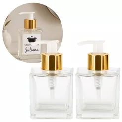 Kit 10 Frascos de Vidro Cubo 100ml C/ Válvula Porta Sabonete Luxo