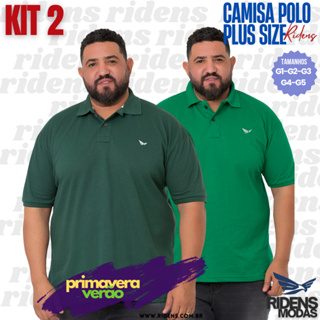 Kit 2 camisas masculina gola polo Plus size Moderna em Oferta na Shopee