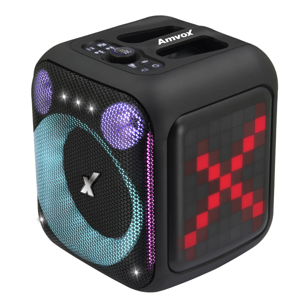 Caixa de Som Bluetooth Portatil Amplificadora ACA 410 Neon 410W Bivolt Amvox em Oferta na Shopee