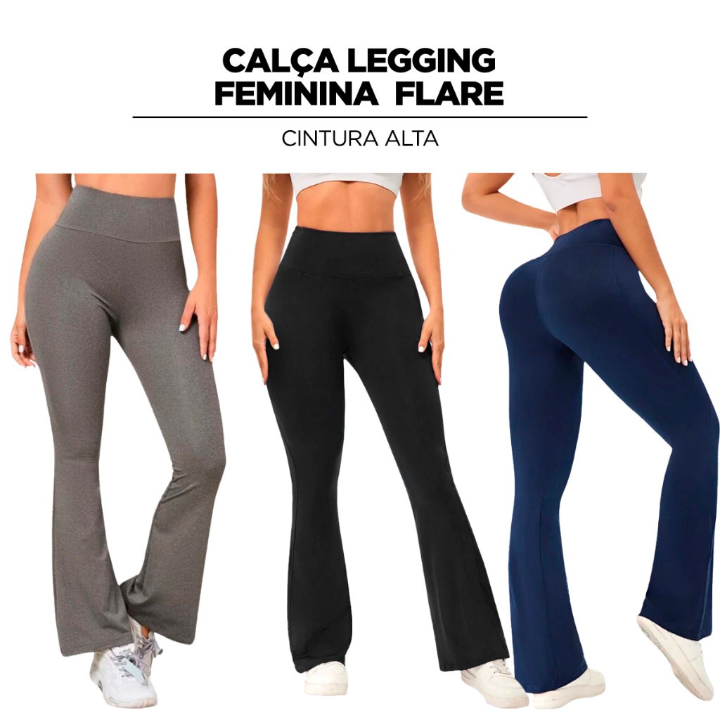 Calça Legging Bailarina Flare Modela bumbum Cintura Alta P ao GG Promoção