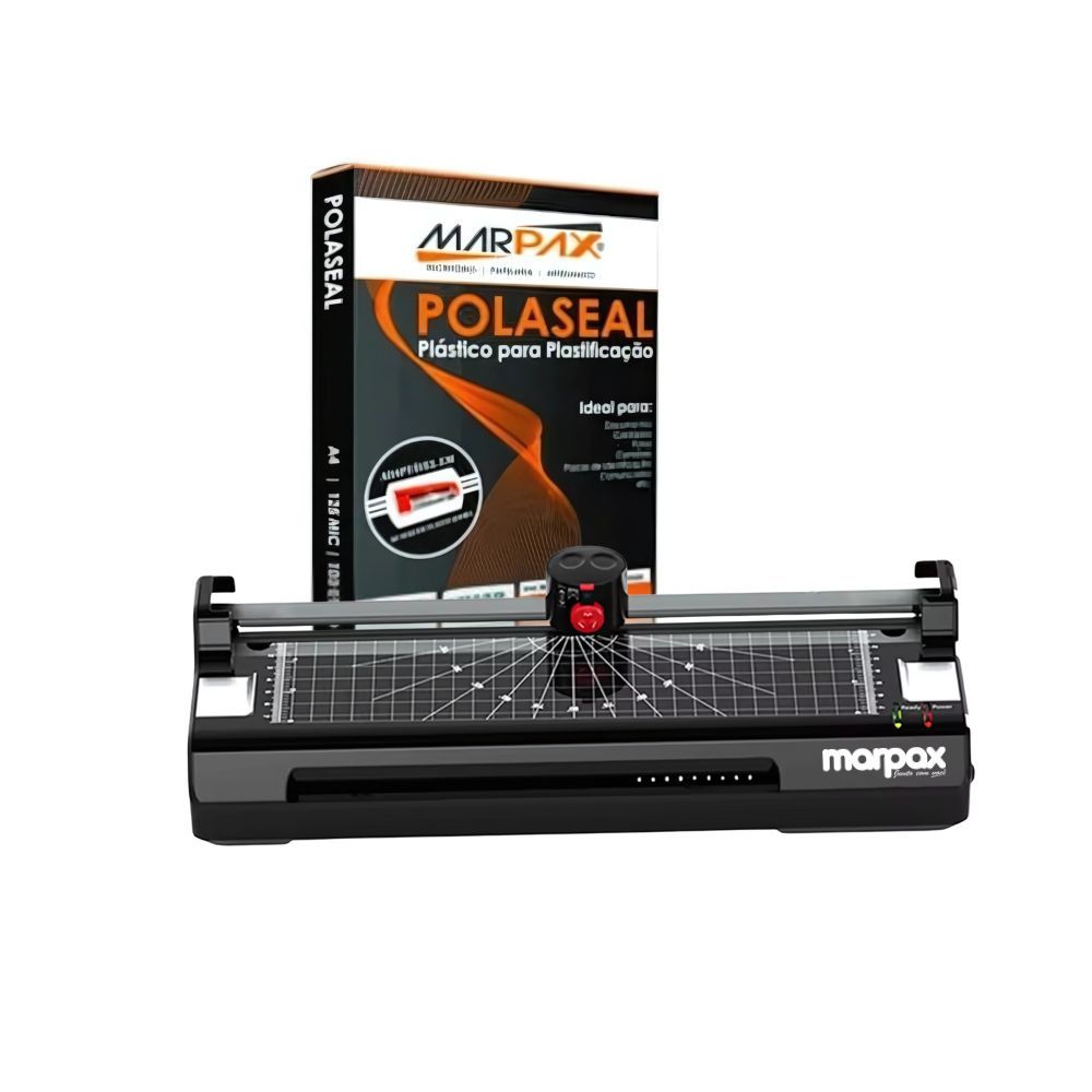 Kit Plastificadora A3 com Refiladora + 100 Plásticos 110V