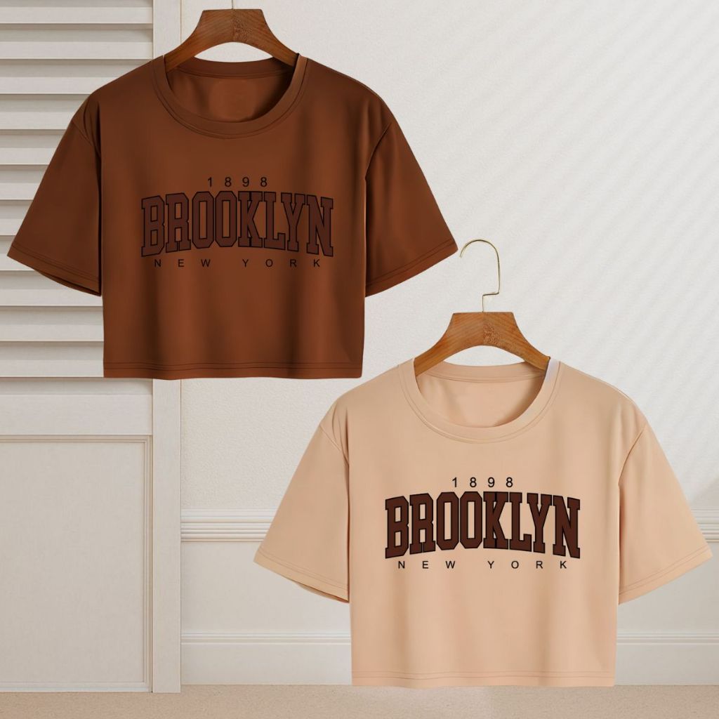 Kit 2 Cropped Camiseta  Feminina T-shirt Algodão Confortavel Brooklyn