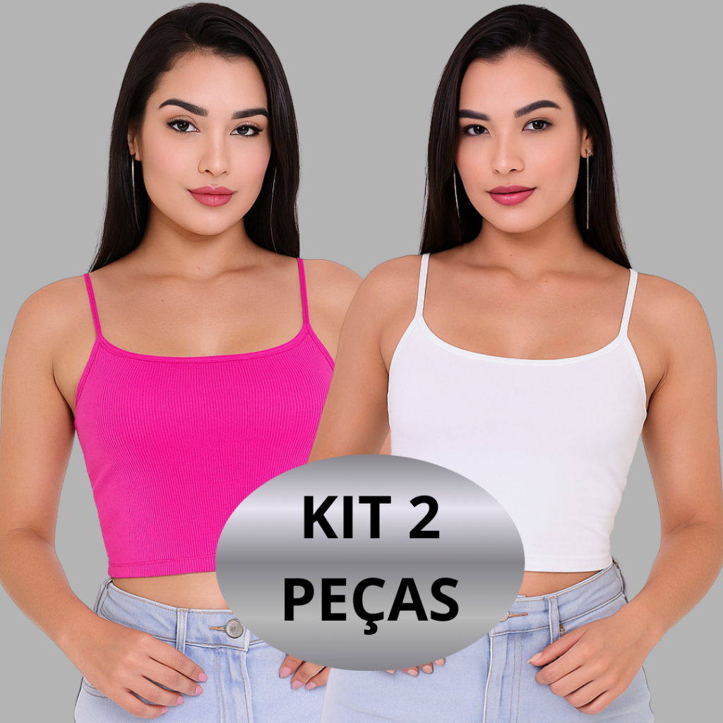 KIT 2 CROPED ALÇA BÁSICO ACADEMIA COM FORRO NA FRENTE LANÇAMENTO BLUSA ALÇINHAS