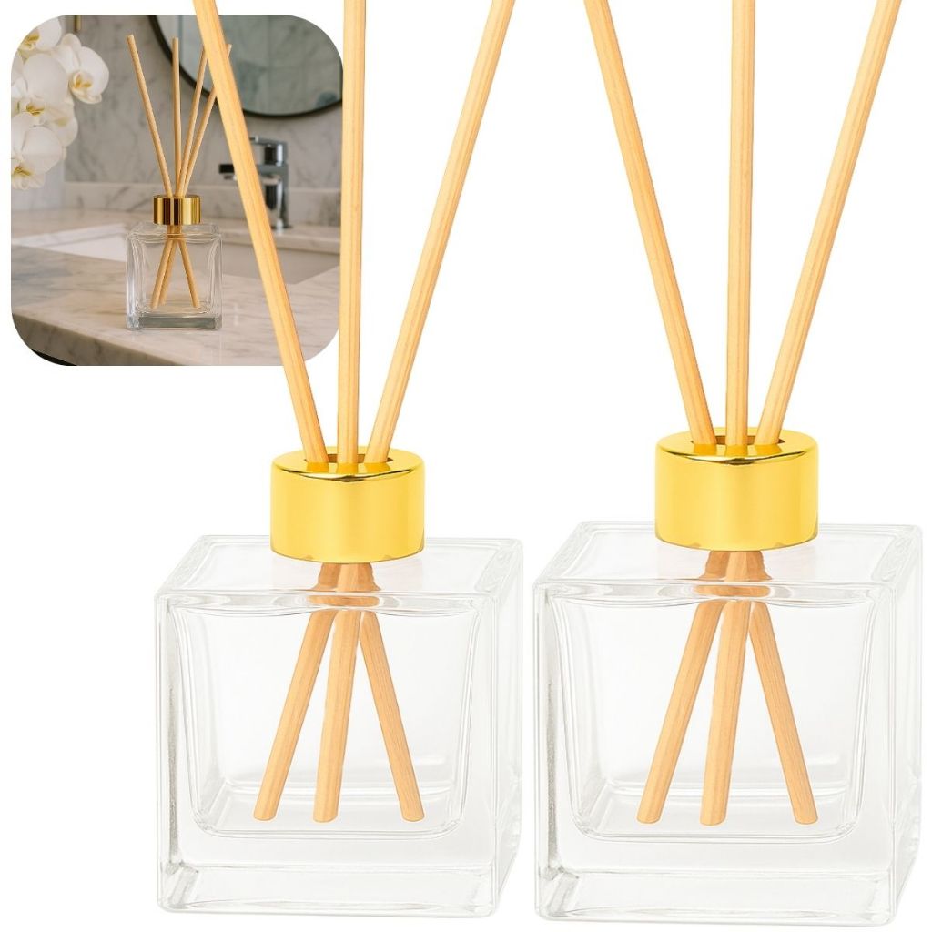 Kit 06 Frascos de Vidro Cubo 100ml C/ Tampa Luxo Para Aromatizador Difusor + Varetas em Oferta na Shopee