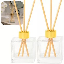 Kit 06 Frascos de Vidro Cubo 100ml C/ Tampa Luxo Para Aromatizador Difusor + Varetas