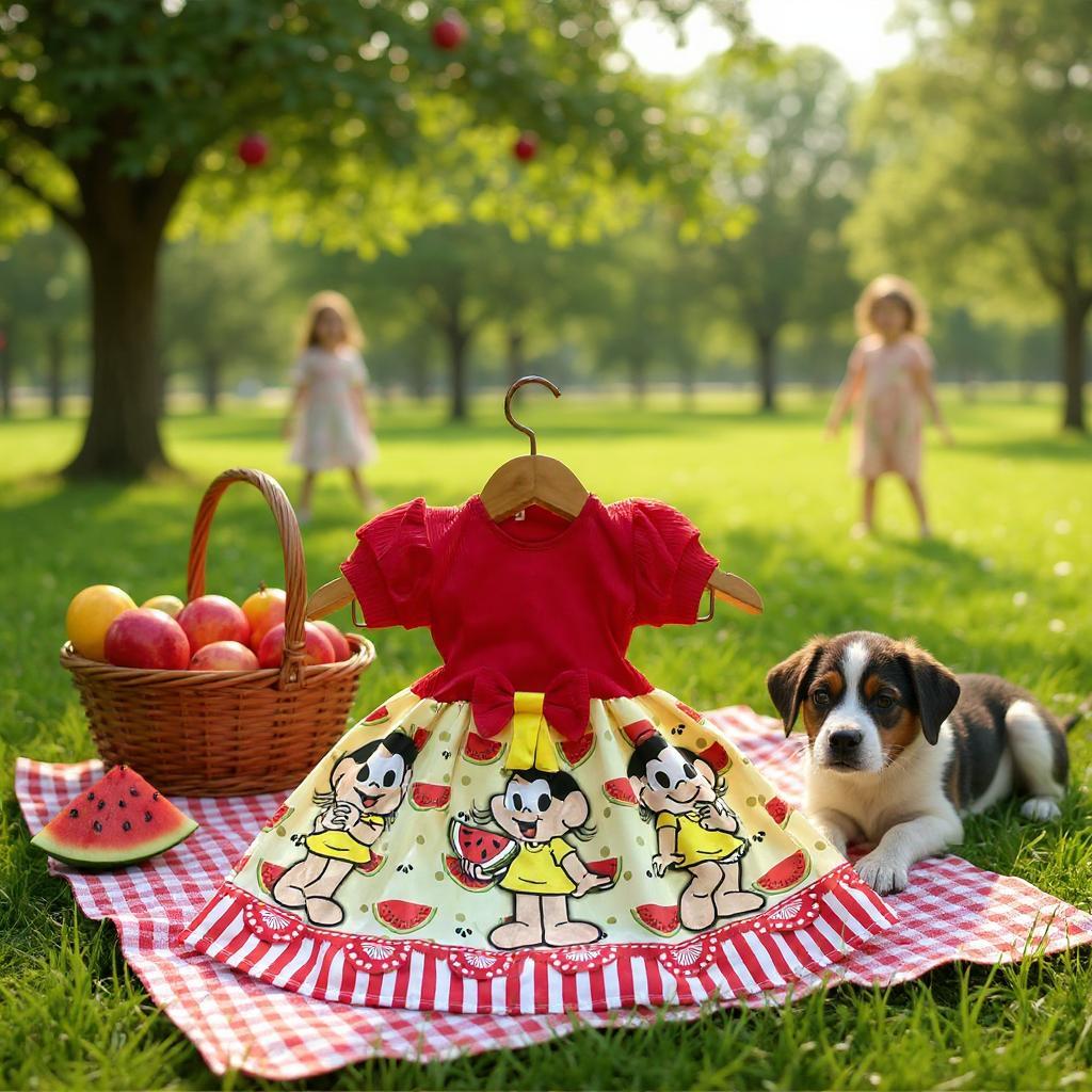 Vestido Festa Casual Manga Curta Infantil Magali em Oferta na Shopee