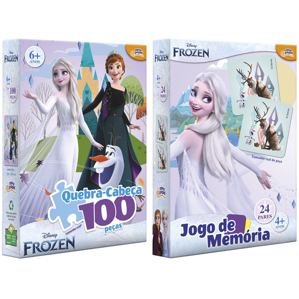 Kit Quebra Cabeça 100 Peças + Jogo da Memória Disney Frozen - Toyster