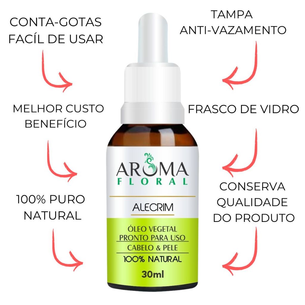 Óleo Vegetal de Alecrim Capilar e Face 100% Puro e Natural em Oferta na Shopee
