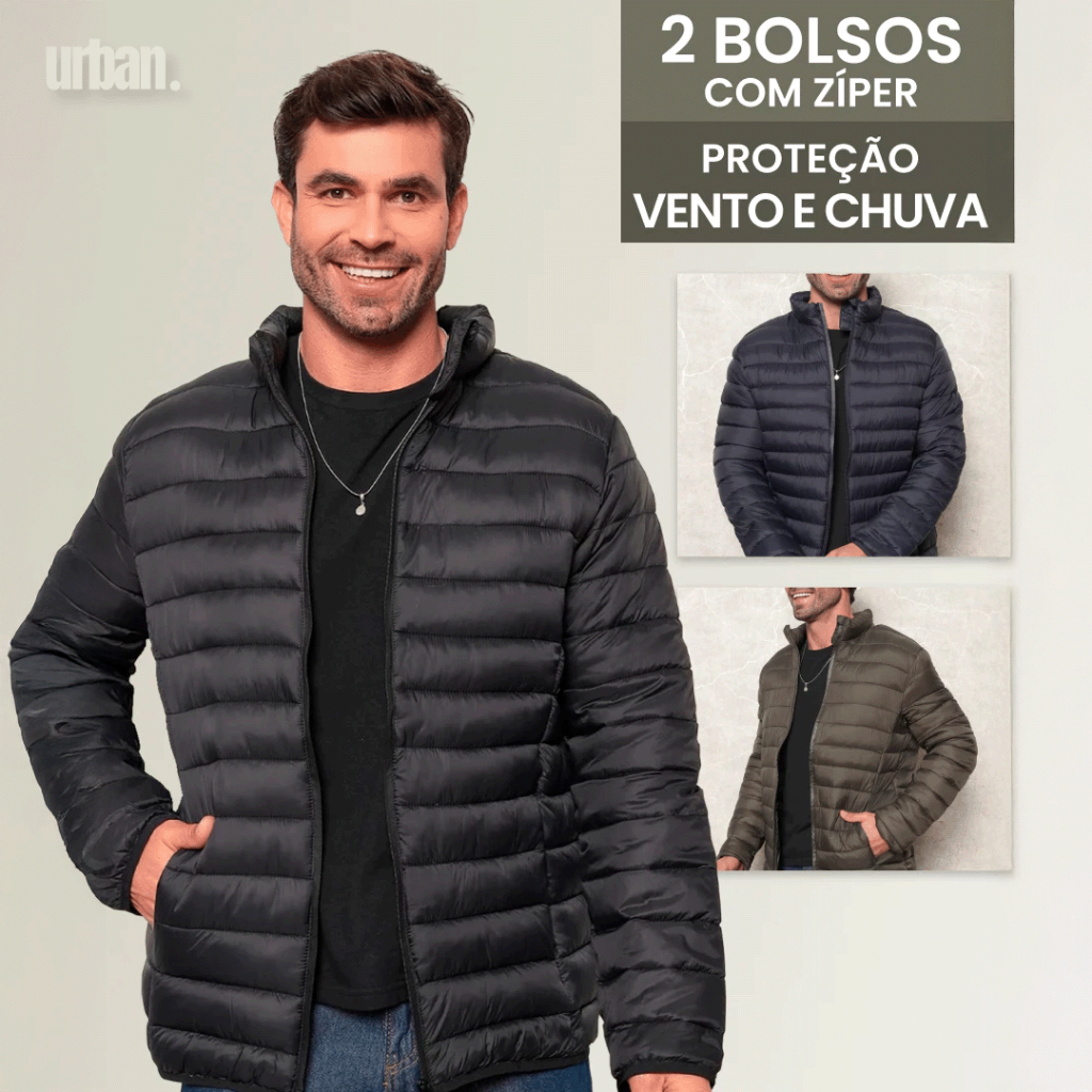 Jaqueta Puffer Nylon Térmica Masculina Bobojaco Moda Inverno