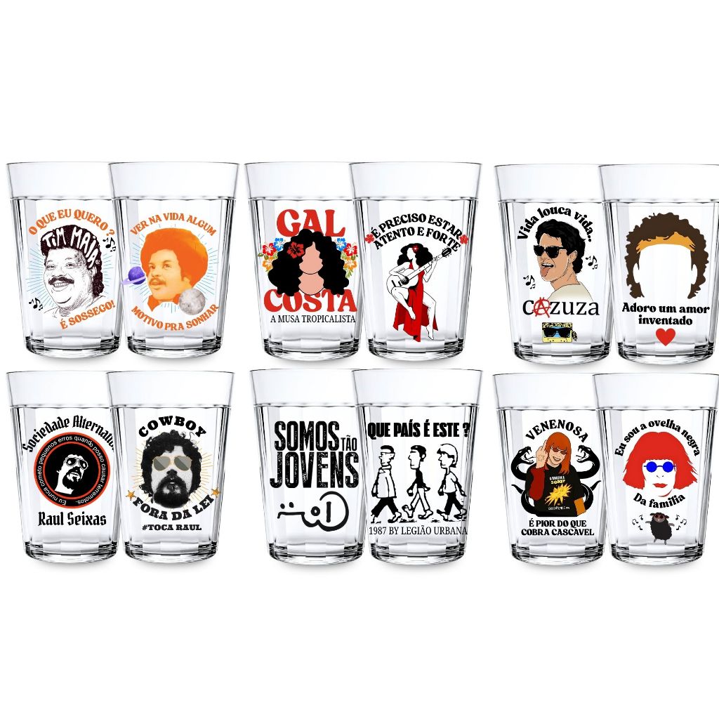 Kit 2 Copos Americanos Temático Rock Nacional Rita Lee Raul Seixas Legião Tim Maia Cazuza Gal Costa em Oferta na Shopee