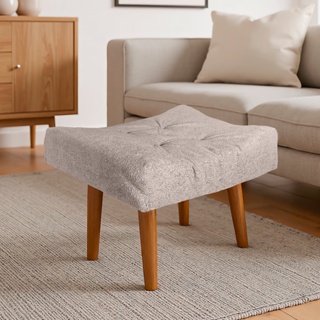 Puff Decorativo Suede Veludo com Pés Palito Madeira • Resistente até 150kg • Confortável e Moderno em Oferta na Shopee