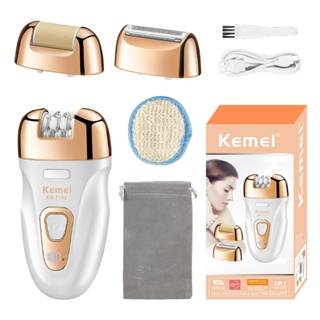 Aparelho Depilador Feminino Recarregável Aparador De Pelos Facial Corporal 3 em1 Kemei KM-7102 em Oferta na Shopee