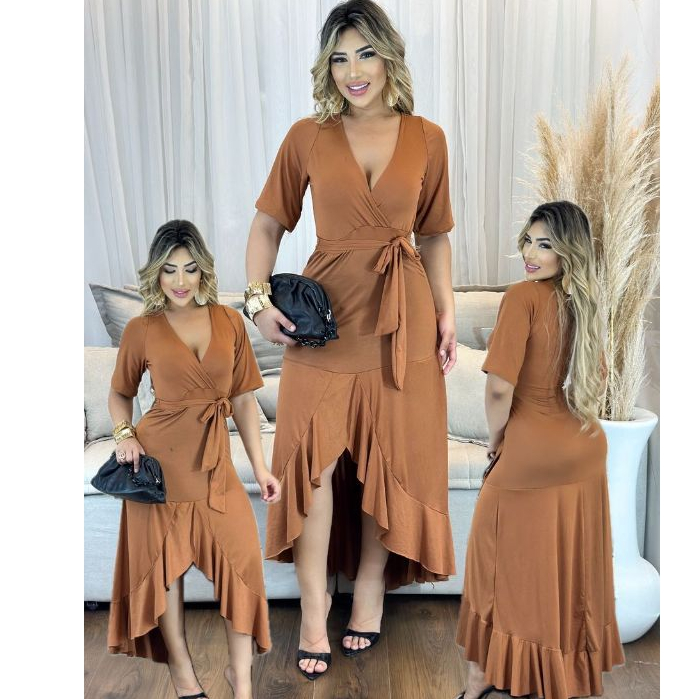 Liquidação Vestido Feminino Midi/Longo Envelope de luxo Tendencia Desfaça Barriga